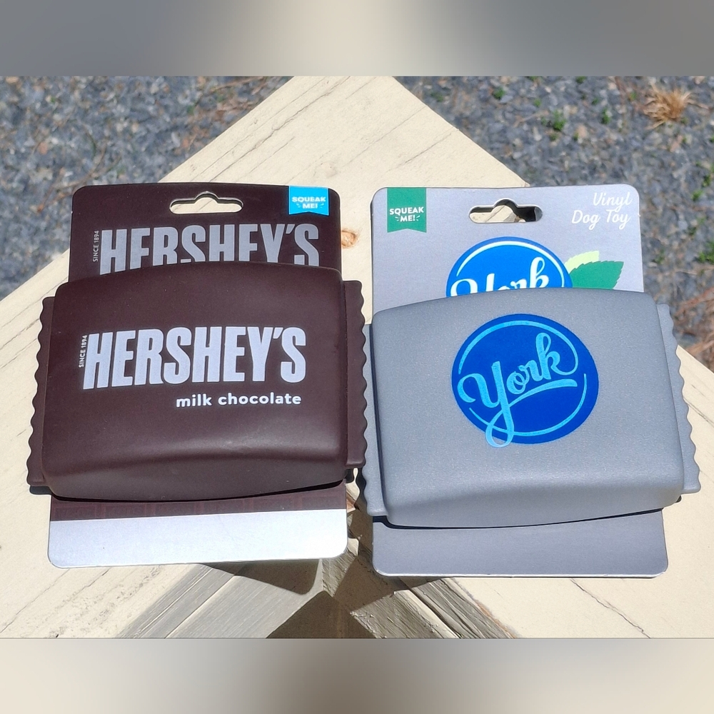 Set Of Two Hershey's and York Vinyl Dog Squeaky Toys